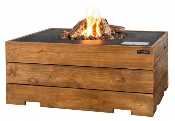 Rechteckiger Feuertisch Teak | Flauas-Shop