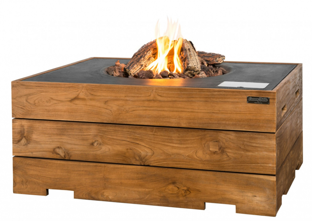 Rechteckiger Feuertisch Teak | Flauas-Shop