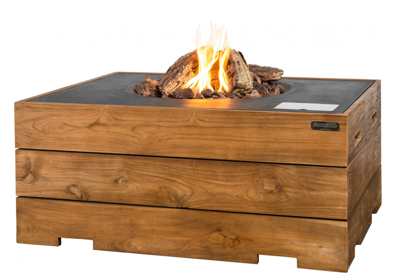 Rechteckiger Feuertisch Teak | Flauas-Shop